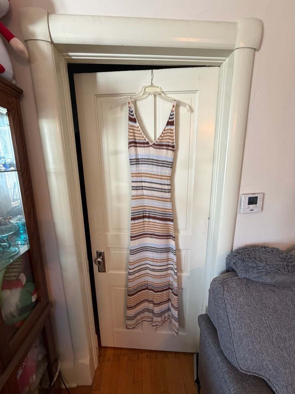 Lush Giselle Striped Crochet Midi Dress Size S Multi
